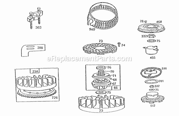 Flywheels Screens Diagram and Parts List for  Briggs and Stratton Engine